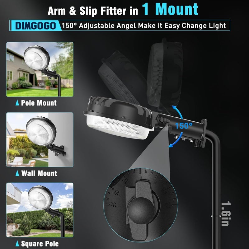 Dimgogo 150W LED Barn Light, 20000LM Dusk to Dawn Outdoor Yard Light with Photocell, IP66 Waterproof, 1200W MH/HPS Equivalent, Aluminum Housing Outside Security Flood Lighting for Garage Farmhouse - Image 4